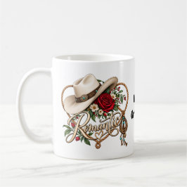 Romantic Western Cowboy Hat & Red Rose Lasso Heart Koffiemok