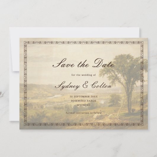 Romantic Western Ranch Wedding Save The Date (Voorkant)