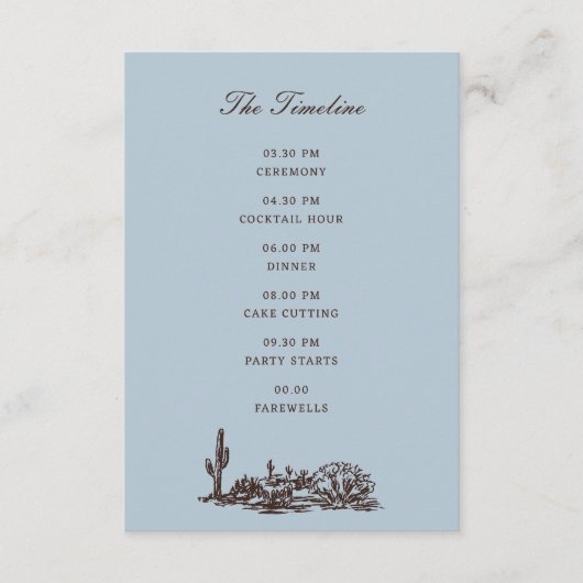 Romantic Western Ranch Wedding Timeline Informatiekaartje (Voorkant)