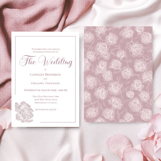 Romantic White and Blush Pink Floral Wedding Kaart