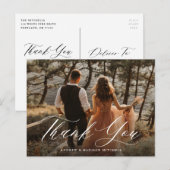 Romantic White Calligraphy Foto bedankt Briefkaart (Voorkant / Achterkant)