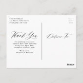 Romantic White Calligraphy Foto bedankt Briefkaart (Achterkant)