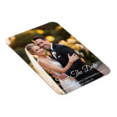 Romantic White Calligraphy Photo Save the Date Magneet (Rechterzijde)