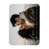 Romantic White Calligraphy Photo Save the Date Magneet (Verticaal)