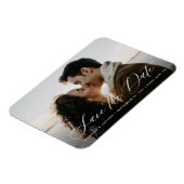 Romantic White Calligraphy Photo Save the Date Magneet (Linkerzijde)