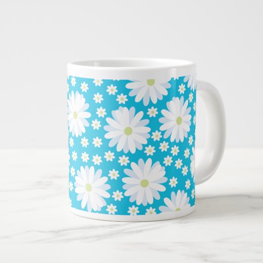 Romantic White Daisies Botanical Floral Pattern Grote Koffiekop (Voorkant rechts)