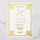 Romantic White en Gold Foil Lijst Folie Uitnodiging (Voorkant)