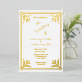 Romantic White en Gold Foil Lijst Folie Uitnodiging (Staand Voorkant)