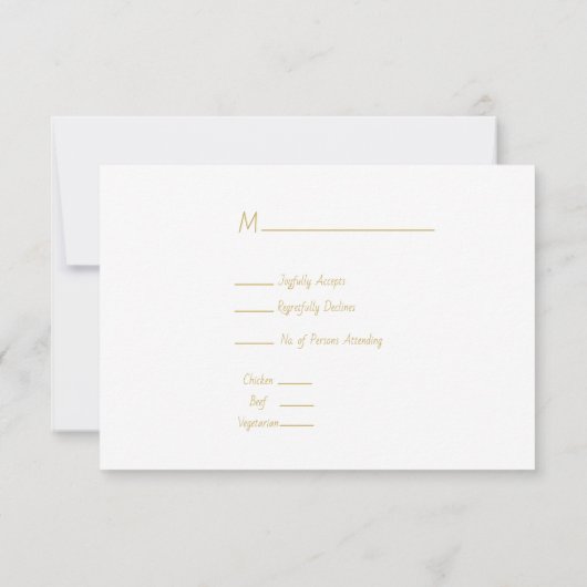 Romantic White en Gold Lijst RSVP Kaartje (Achterkant)