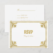 Romantic White en Gold Lijst RSVP Kaartje (Voorkant / Achterkant)