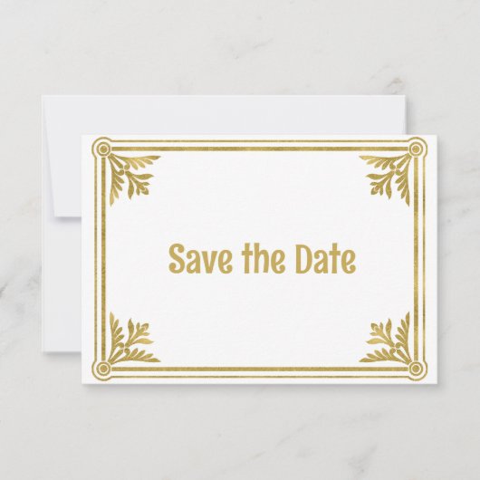Romantic White en Gold Lijst Save The Date (Voorkant)