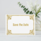 Romantic White en Gold Lijst Save The Date (Staand voorkant)