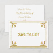 Romantic White en Gold Lijst Save The Date (Voorkant / Achterkant)