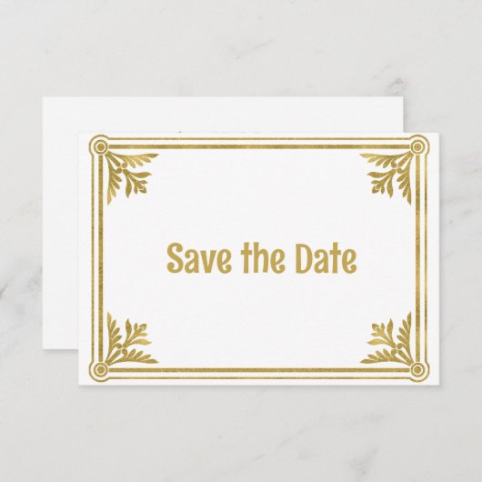 Romantic White en Gold Lijst Save The Date (Voorkant / Achterkant)