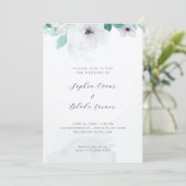 Romantic White en Green Floral White Wedding Kaart (Staand voorkant)