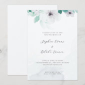 Romantic White en Green Floral White Wedding Kaart (Voorkant / Achterkant)