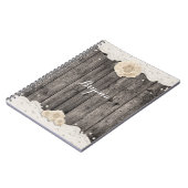 Romantic White Flower & Pearls Rustic Wood Wedding Notitieboek (Linkerzijde)