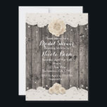 Romantic White Flower & Pearls Rustisch Hood Kaart<br><div class="desc">Romantische witte bloemen en parels rustieke hout uitnodigingen. Overeenkomende objecten beschikbaar.</div>