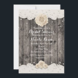 Romantic White Flower & Pearls Rustisch Hood Kaart<br><div class="desc">Romantische witte bloemen en parels rustieke hout uitnodigingen. Overeenkomende objecten beschikbaar.</div>