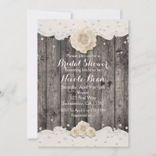 Romantic White Flower & Pearls Rustisch Hood Kaart