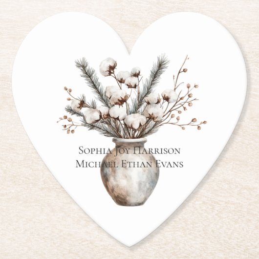 Romantic White Flowering Tree in Vase Wedding Kartonnen Onderzetters (Voorkant)