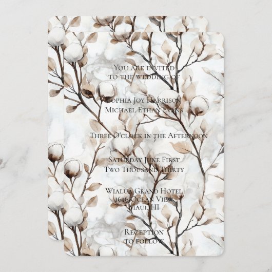 Romantic White Flowering Tree Wedding Kaart (Voorkant / Achterkant)