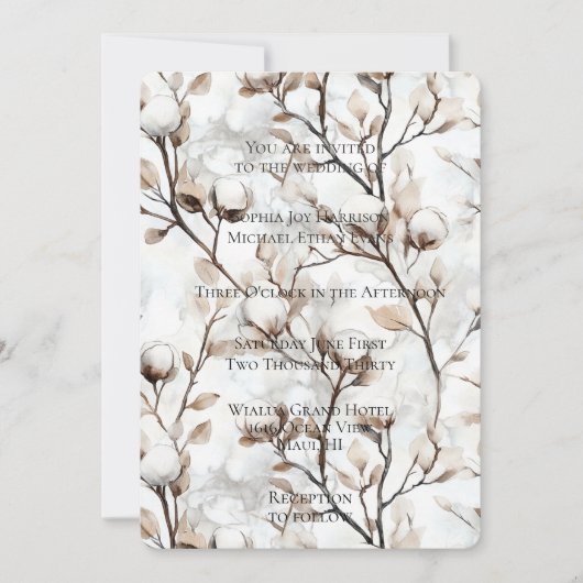 Romantic White Flowering Tree Wedding Kaart (Voorkant)