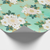 Romantic White Flowers Mint Waterverf Design Cadeaupapier (Hoek)