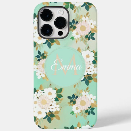 Romantic White Flowers Mint Waterverf Design Case-Mate iPhone Case (Achterkant)