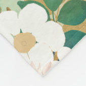 Romantic White Flowers Mint Waterverf Design Fleece Deken (Hoek)