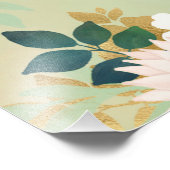 Romantic White Flowers Mint Waterverf Design Foto Afdruk (Hoek)