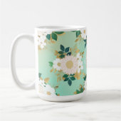 Romantic White Flowers Mint Waterverf Design Koffiemok (Links)