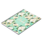 Romantic White Flowers Mint Waterverf Design Notitieboek (Linkerzijde)