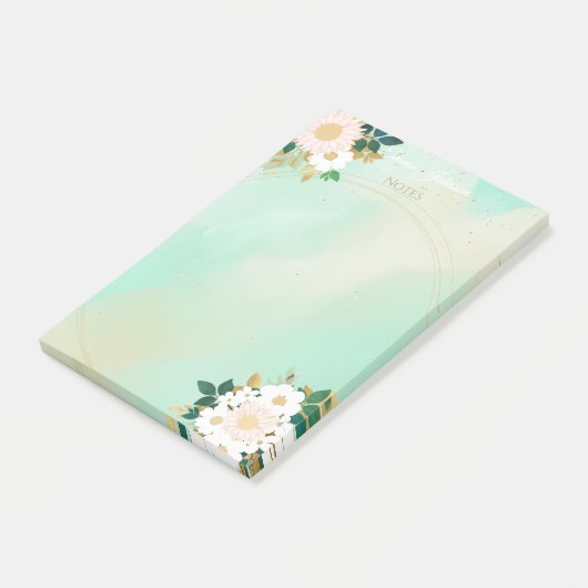 Romantic White Flowers Mint Waterverf Design Post-it® Notes (Schuin)