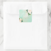 Romantic White Flowers Mint Waterverf Design Vierkante Sticker (Tas)