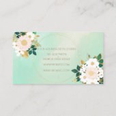 Romantic White Flowers Mint Waterverf Design Visitekaartje (Achterkant)