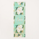 Romantic White Flowers Mint Waterverf Design Yogamat (Voorkant)