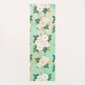 Romantic White Flowers Mint Waterverf Design Yogamat (Achterkant)