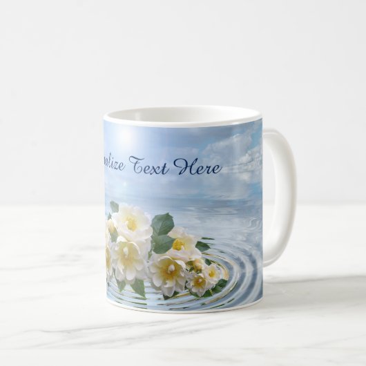 Romantic White Flowers on Ocean to Personalize Koffiemok (Voorkant rechts)