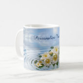Romantic White Flowers on Ocean to Personalize Koffiemok (Voorkant links)