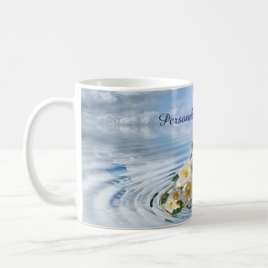 Romantic White Flowers on Ocean to Personalize Koffiemok (Links)
