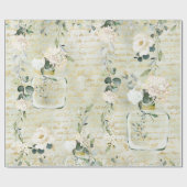 Romantic White Greenery & Gold Botanical Floral Cadeaupapier (Vlak)