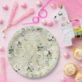 Romantic White Greenery & Gold Botanical Floral Papieren Bordje (Feest)