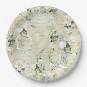 Romantic White Greenery & Gold Botanical Floral Papieren Bordje (Voorkant)
