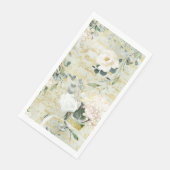 Romantic White Greenery & Gold Botanical Floral Servet (Hoek)