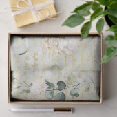 Romantic White Greenery & Gold Botanical Floral Tissuepapier (Geschenk)
