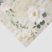 Romantic White Greenery & Gold Botanical Floral Tissuepapier (Detail)
