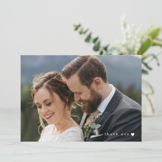 Romantic White Heart Big Photo Weddenschap Bedankt (Staand voorkant)