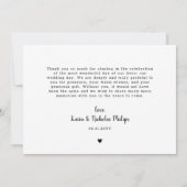 Romantic White Heart Big Photo Weddenschap Bedankt (Achterkant)