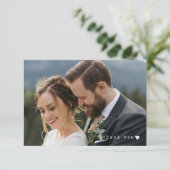 Romantic White Heart Foto Small Weddenschap Bedank Bedankkaart (Staand voorkant)